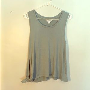 Soft teal tank sweater with tie